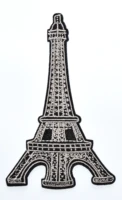 1x grey steel tower white paris france retro applique iron on patch %e2%89%88 6 3 9 9 cm