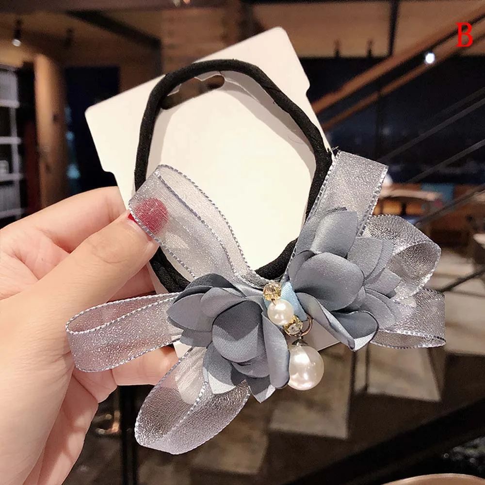 Женская повязка на голову элегантная с большим жемчугом и бантом в виде цветка |