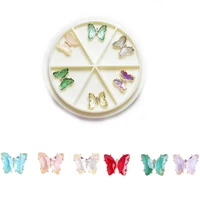 1box crystal butterfly alloy rhinestones aurora 3d jewelry diy manicure accessories zircon metal nail art decoration hot