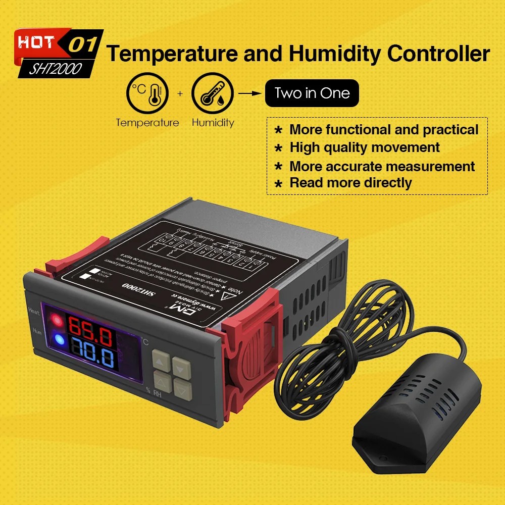 

12V 24V 110V 220V Digital Temperature Humidity Controller Incubator Thermostat Humidistat Thermometer Hygrometer Soil Moisture