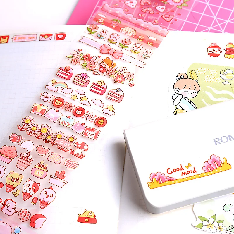 

16PCS/LOT watercolor cartoon series stationery sticker Creative decoration DIY shared outfit tape PET sticker