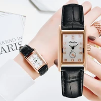 2020 new watches women square rose gold wrist watches red leather fashion brand watches female ladies quartz clock montre femme