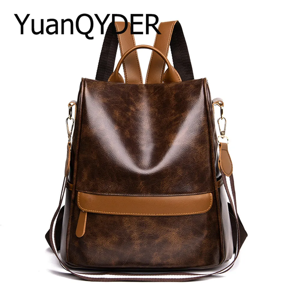 

Большой женский рюкзак в стиле ретро, дизайнерская брендовая кожаная дорожная сумка, многофункциональная женская сумка через плечо с защит...