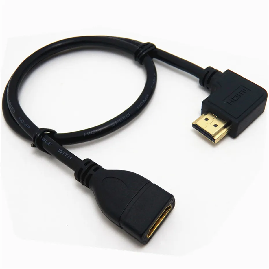 Кабель HDMI 90 градусов прямоугольный HDMI Мужской к HDMI Женский Кабель адаптер Разъем черный для DVD ТВ проектор 0,15 м 0,5 м