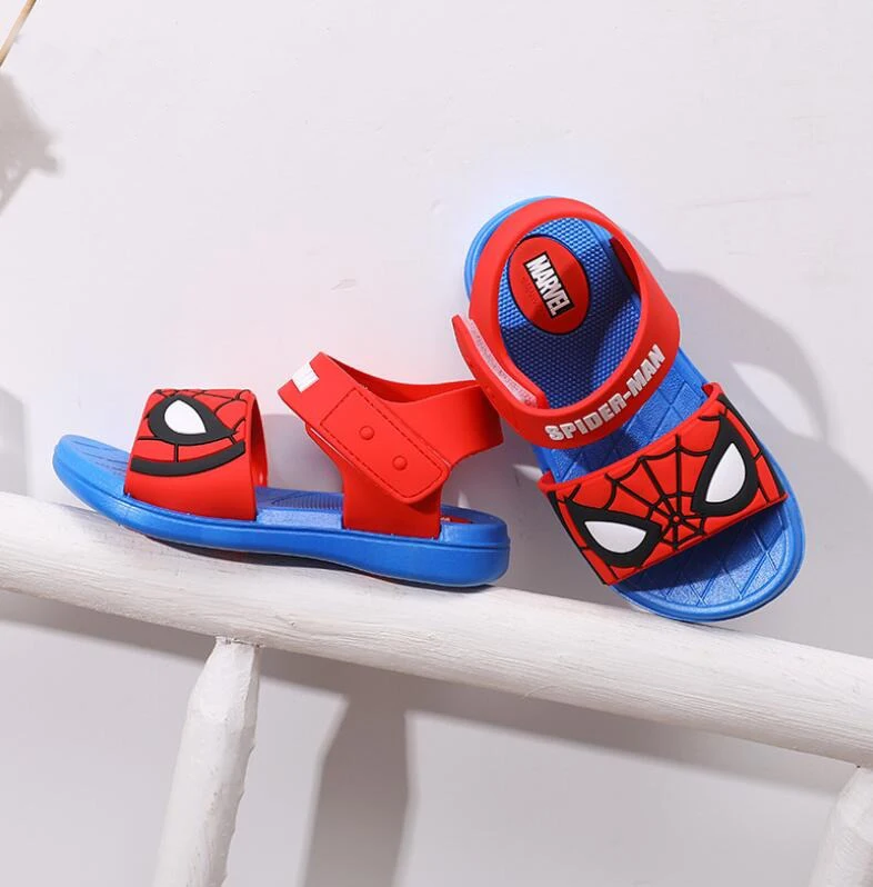

New Fashion Children Summer Beach Slippers cartoon Spider Kids man Sandal Shoes Toddler Indoor Home Ankle-Wrap Beach Sandals