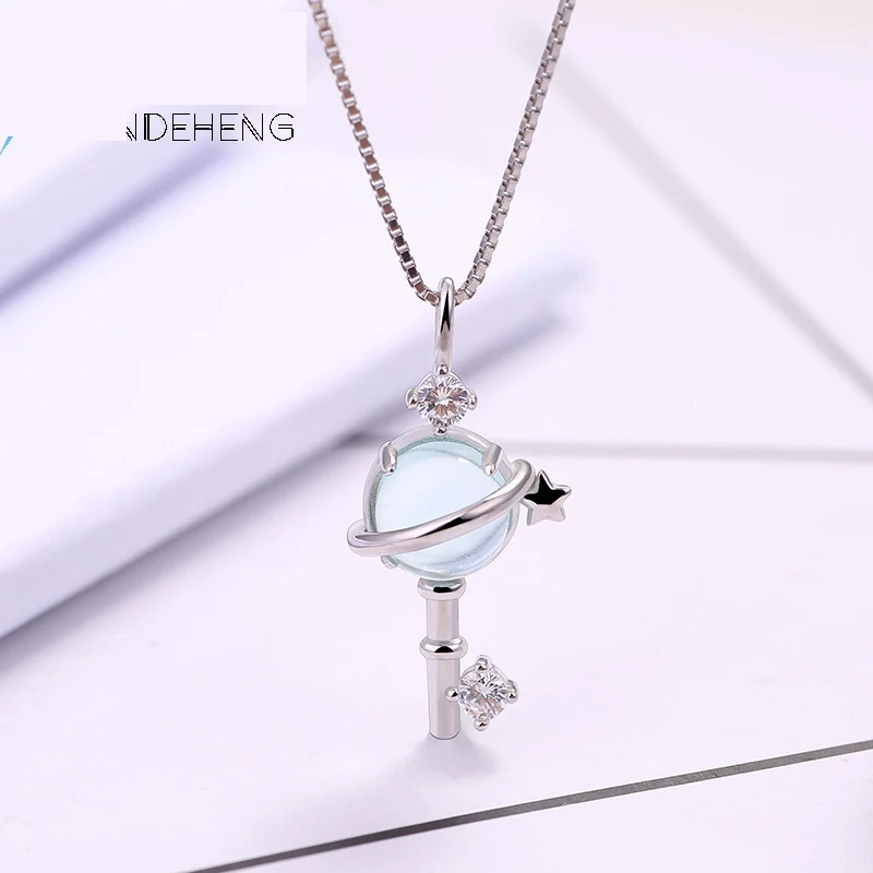 

CODEDOG Authentic 925 Sterling Silver Blue Planet Key Pendant Necklace Hot Fashion 2019 New Design Necklace Jewelry N107