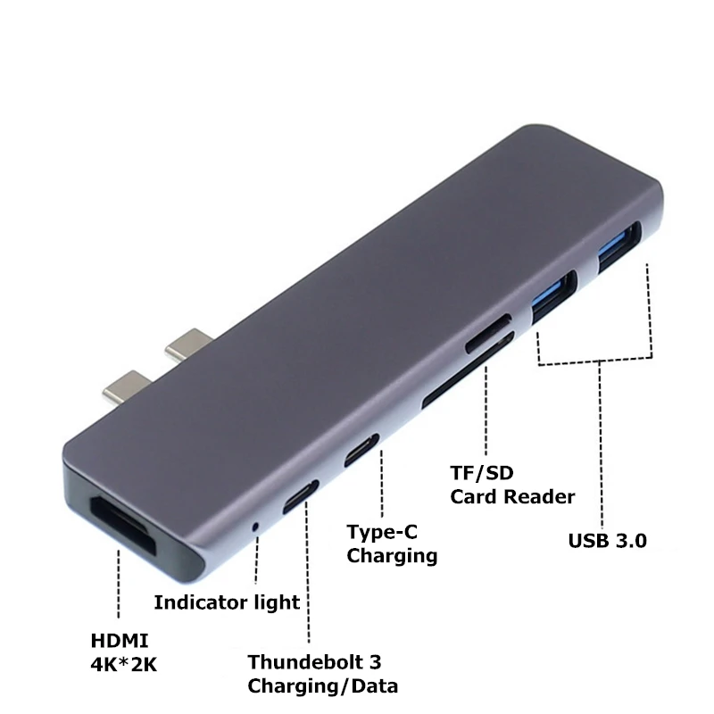 Trumsoon USB 3,1 type C к HDMI 4K USB 3,0 Thunderbolt 3 USB-C конвертер SD TF кардридер адаптер для нового Macbook Air Pro