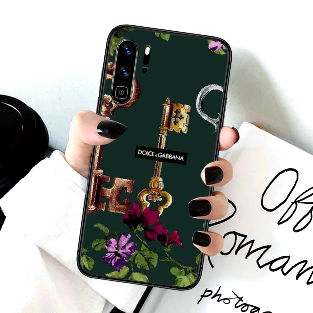 

Fashion Luxury DG Phone Case For Huawei P Mate Smart 10 20 30 40 Lite Z 2019 Pro black Funda Painting Coque Tpu Bumper 3D Cover