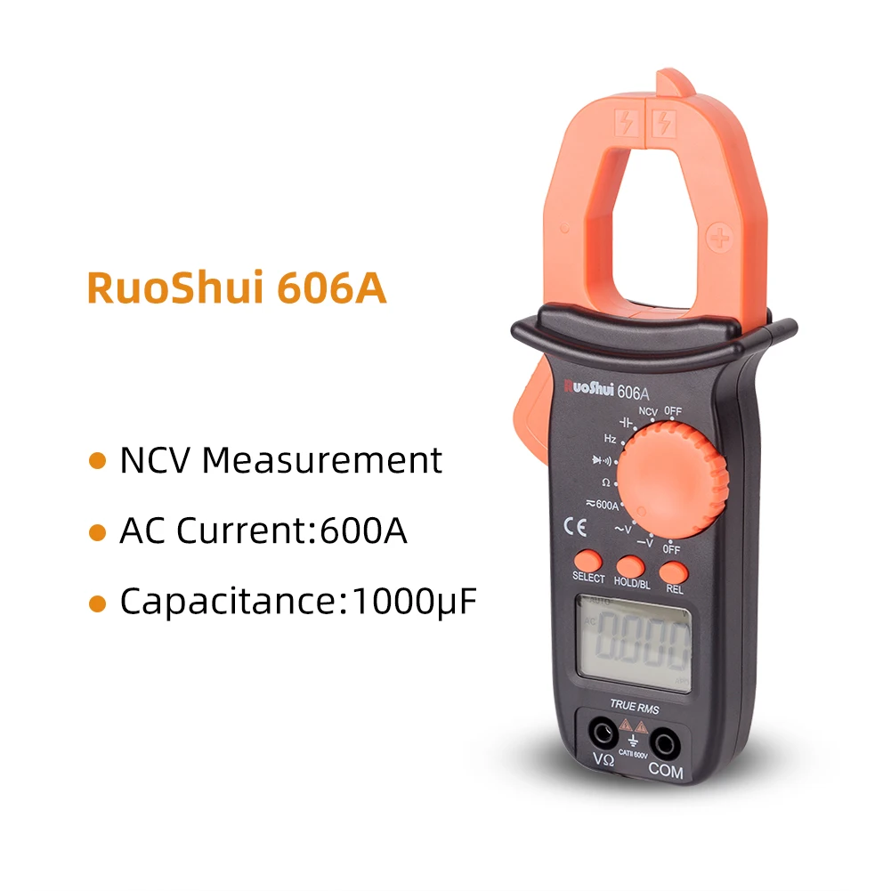 RuoShui 606 серия True RMS цифровой мультиметр токовый зажим Амперметр AC DC 1000A Amperimetro