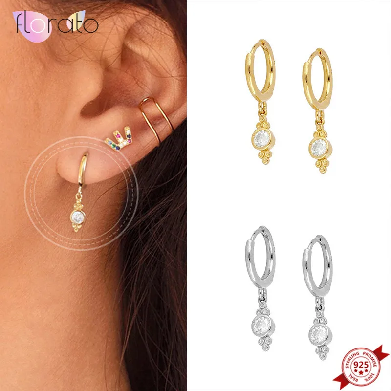 

Серьги-кольца женские из серебра 925 пробы с кристаллами