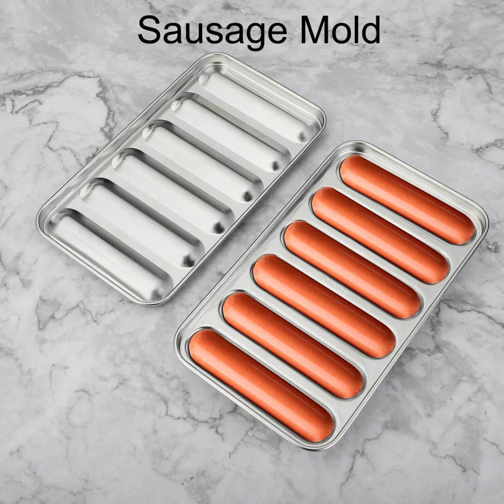 Non-Stick DIY Hot Dog Mold For Oven Steamer Kitchen Tools Sausage Mould Sausages Non-stick Kitchenware 6 Cavity Stainless Steel | Дом и сад