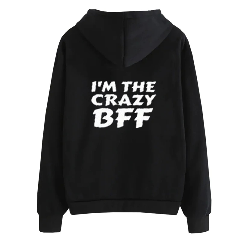 Bff 01 02 толстовка с буквенным принтом лучший друг Толстовка для женщин с длинным рукавом Толстовка с капюшоном Harajuku пуловер