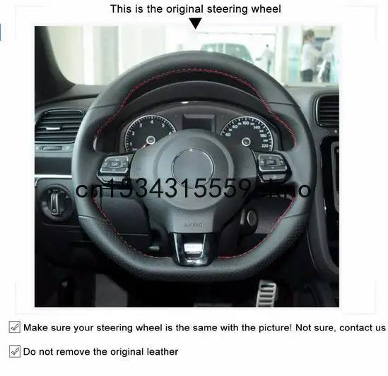 

Hand Sewing Black Suede Car Steering Wheel Cover For Volkswagen Golf 6 GTI MK6 Polo GTI Scirocco R Passat CC R-Line 2010