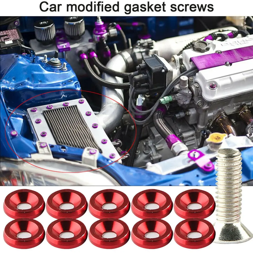 

20Pcs M6 JDM Car Modified Hex Fasteners Fender Washer Bumper Engine Concave Screws Fender Washer License Plate Bolts Car styling