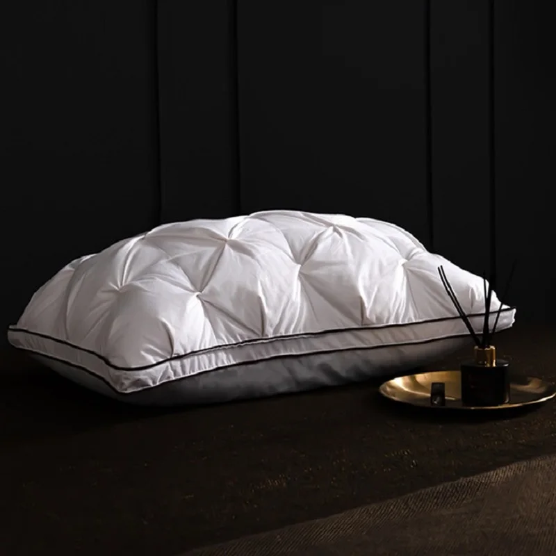 

Goose Down Filling Sleeping Pillow Cotton Neck Protection Pillow For Pain Relief Fluffy Queen Bed Pillows Health Care Bedding