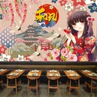 3d обои в японском стиле с изображением девушки кухни ресторана, промышленный декор, фон для суши, закуски, бара, настенная бумага с рисунком