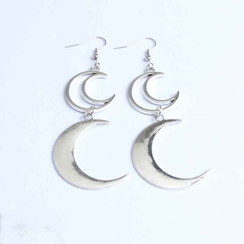 Серповидные серьги с двойной луной мистические готические ювелирные изделия