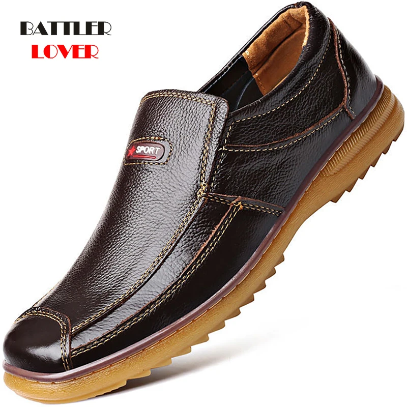 

100% Genuine Leather Loafers for Men 2021 Soft Cow Leather Casual Shoes New Male Breathable Footwear Black Brown Slip-on Shoes