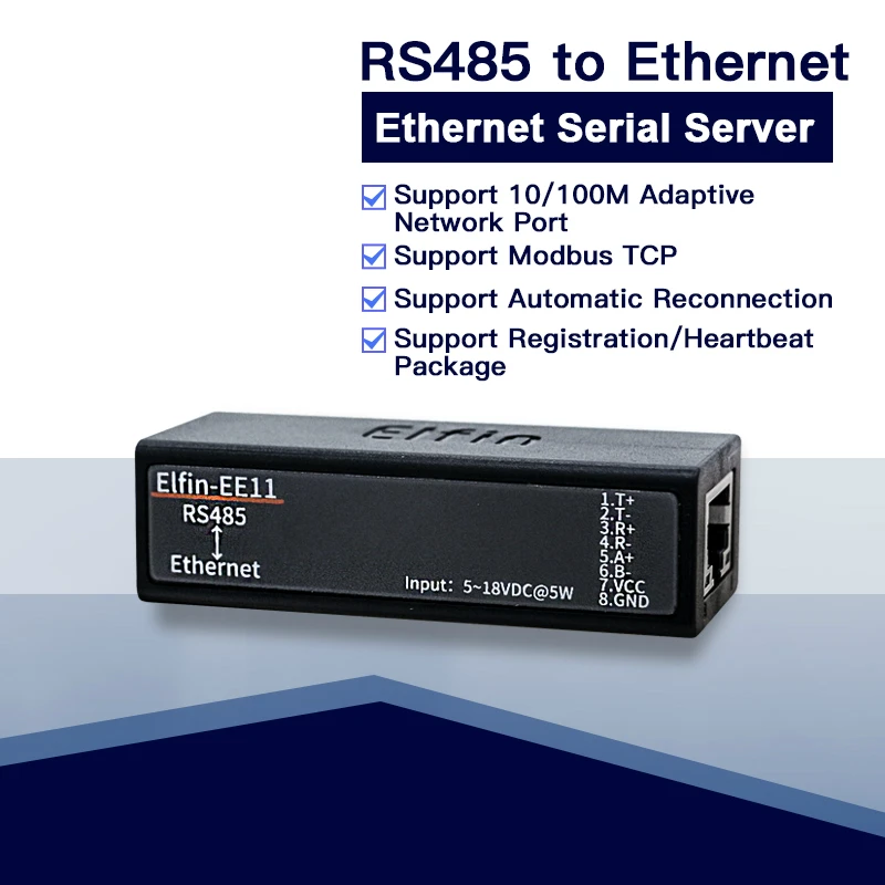 

EE11 мини RS485 последовательный сервер к Ethernet ModbusTCP серийный к Ethernet RJ45 конвертер со встроенным веб-сервер