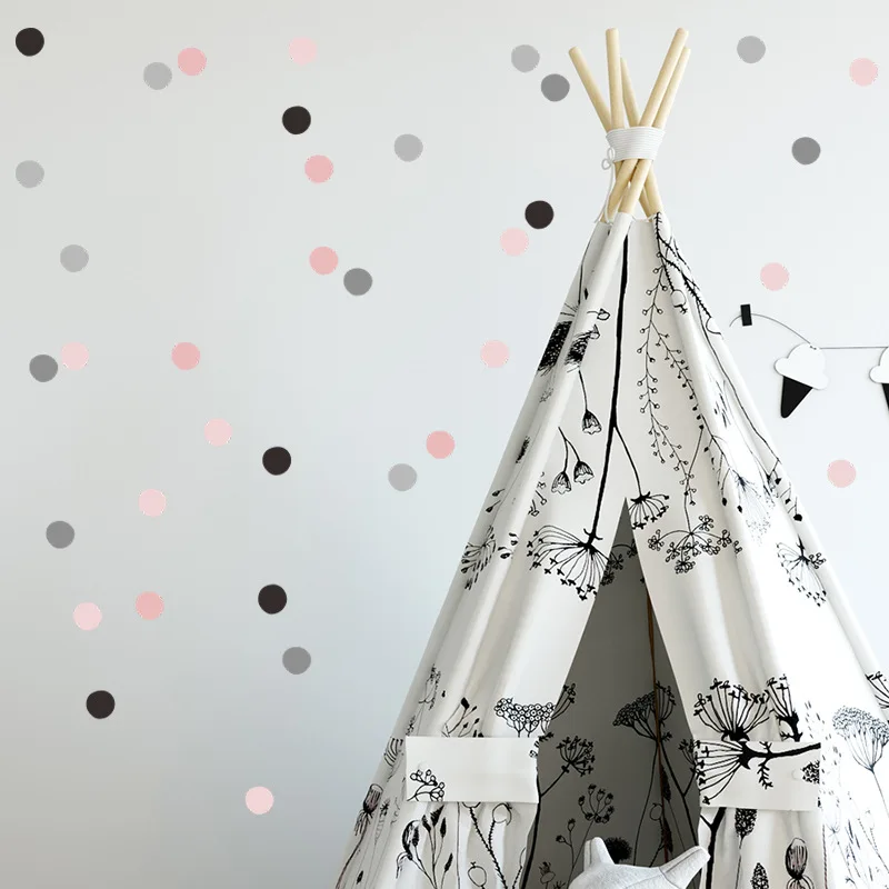 Colored Pink Gray Dots Wall Stickers For Kids Room Children Baby Bedroom Living Home Decoration Art Sticker | Дом и сад