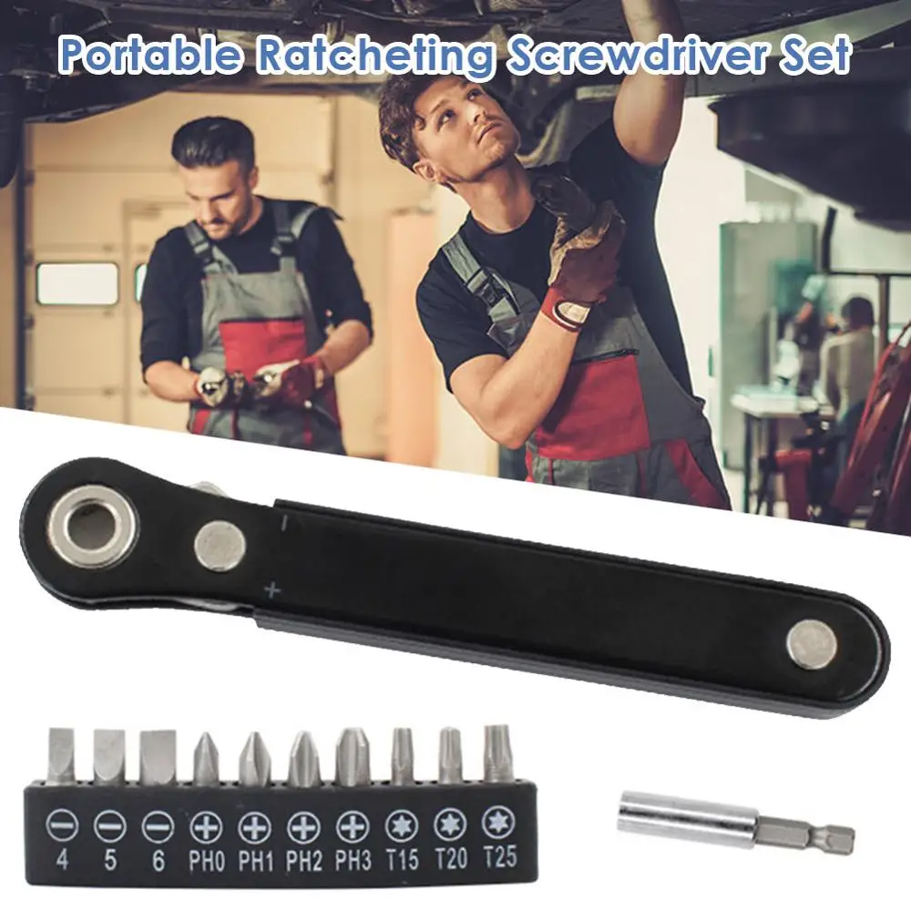 

Portable Mini 1/4 Quick Ratchet Socket Wrench & Screwdriver Kit Bits Set Hand Repair Tool Hand Tool Set