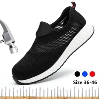 new mens breathable lightweight work shoes steel toe cap casual safety shoes hiking protective footwear plus size36 46