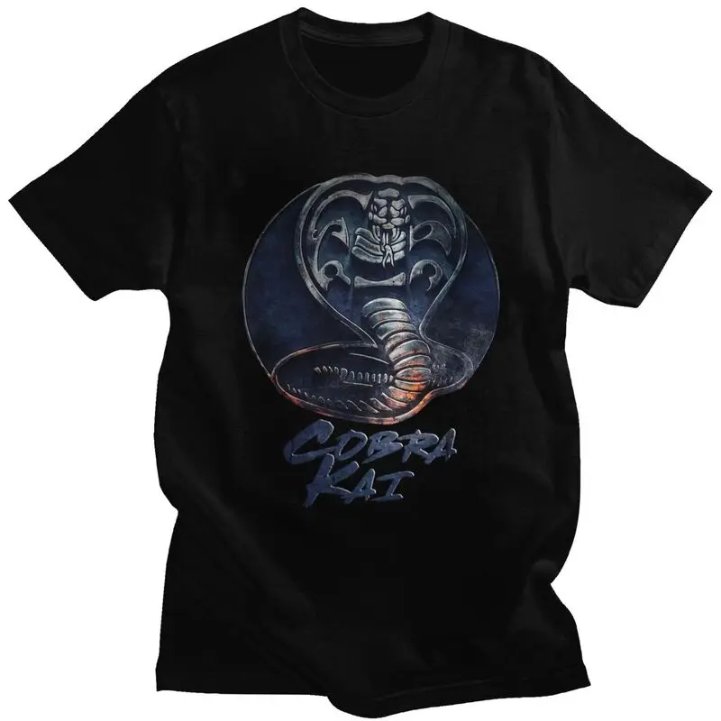 

Distressed Cobra Kai T Shirt Men Cotton Tshirt Leisure Tee Tops Short Sleeved Strike First Strike Hard No Mercy T-shirt Apparel
