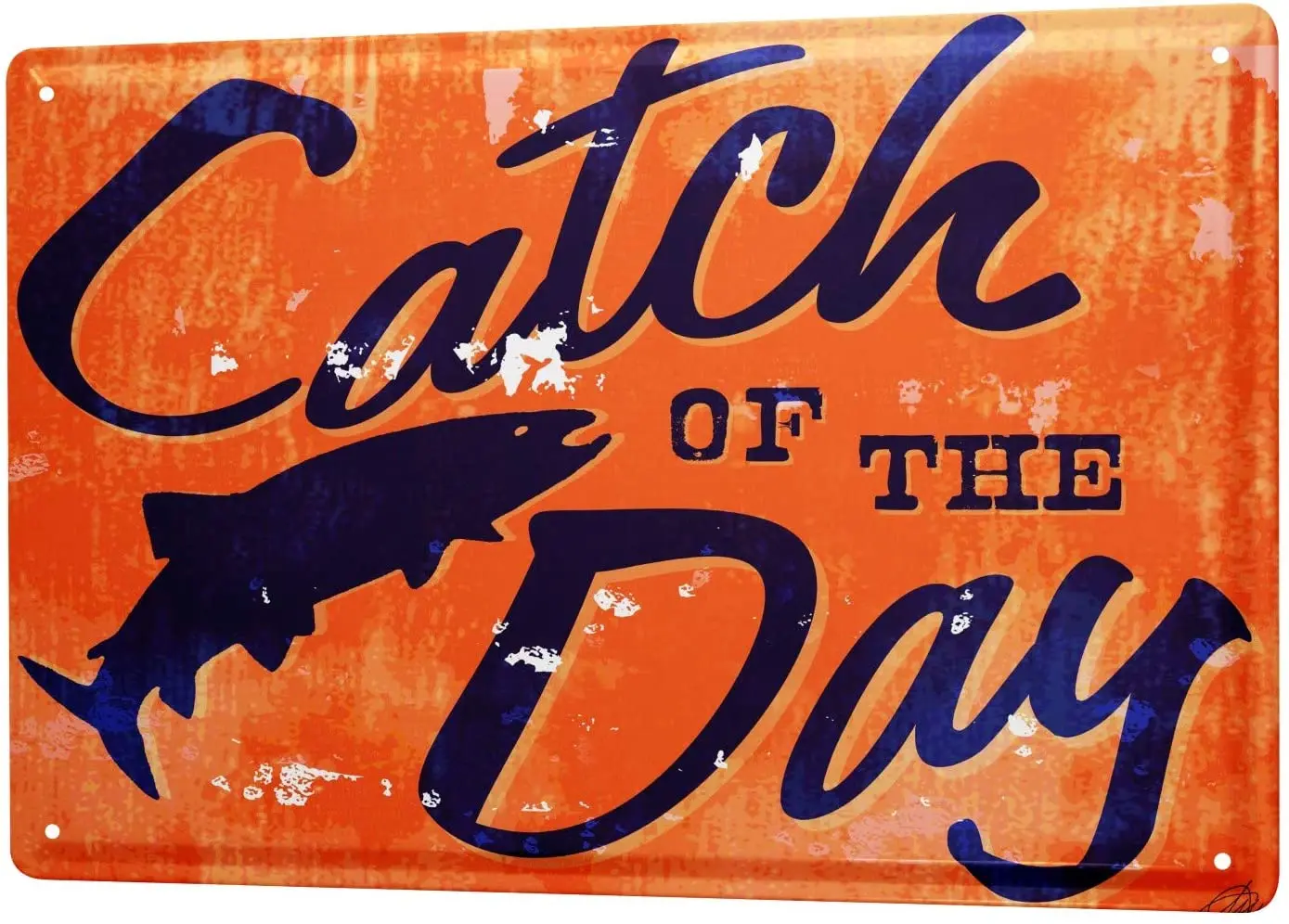 

SINCE 2004 Tin Sign M.A. Allen Retro Deco U.S. catch of the day fish fishing lucky 20x30 cm Large Metal Wall Decoration Vintage