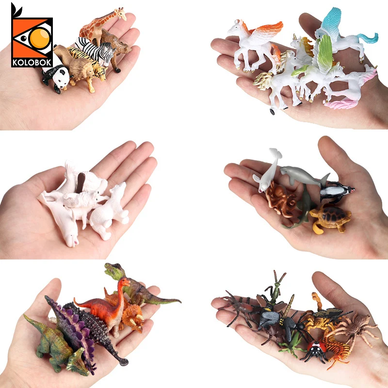 Маленькие фигурки Kolobok в виде диких насекомых океан Dinsaur животных игрушечный