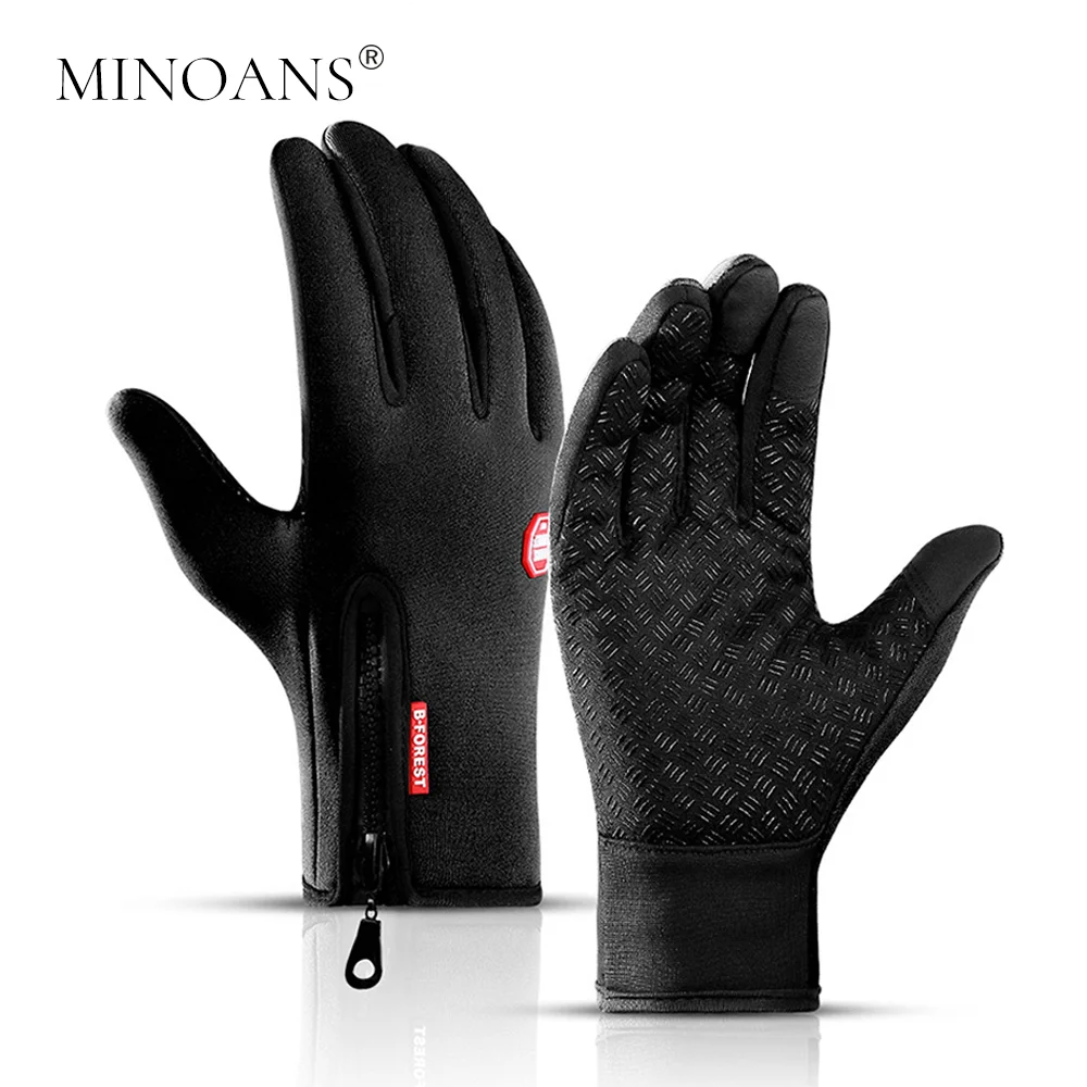 

MINOANS Winter Cycling Gloves Bicycle Warm Touchscreen Full Finger Gloves Waterproof Outdoor Bike Skiing Motorcycle Riding Sport