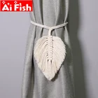 Скандинавские ремни для штор с бежевыми листьями, ручная работа из пеньковой веревки, хлопковая веревка с кисточками, занавески, тибэкс, пряжки, украшения MY366 #5