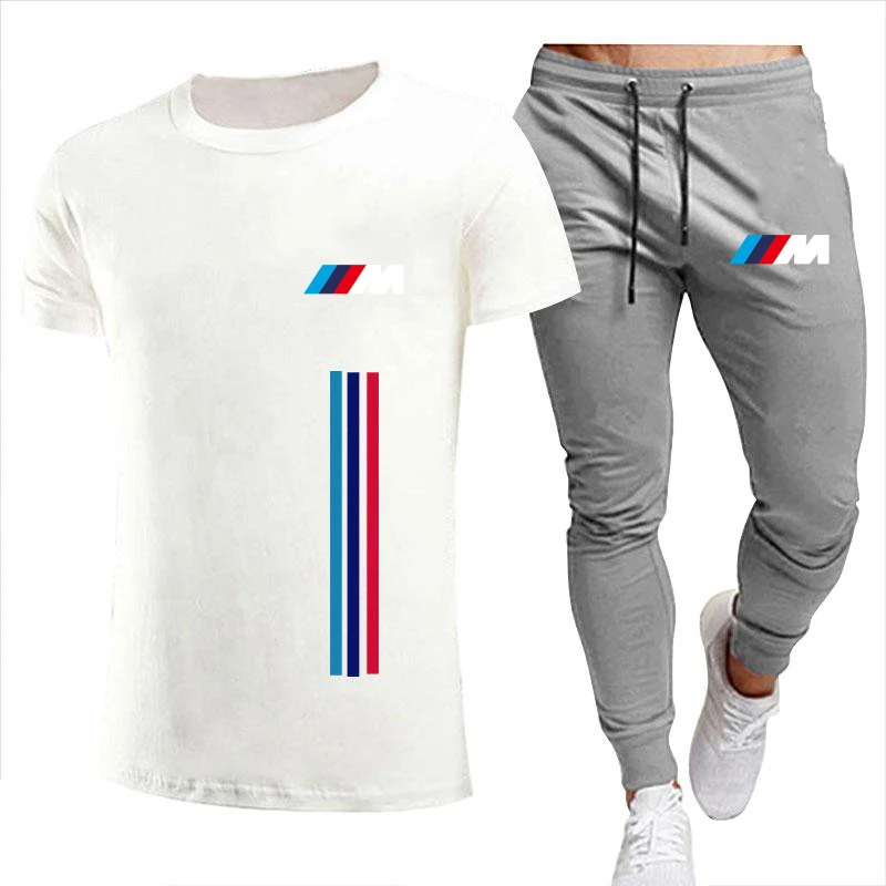 

New Bao M men's summer casual suit T-shirt + pants two-piece casual sportswear men's sportswear gym brand clothing sportswear