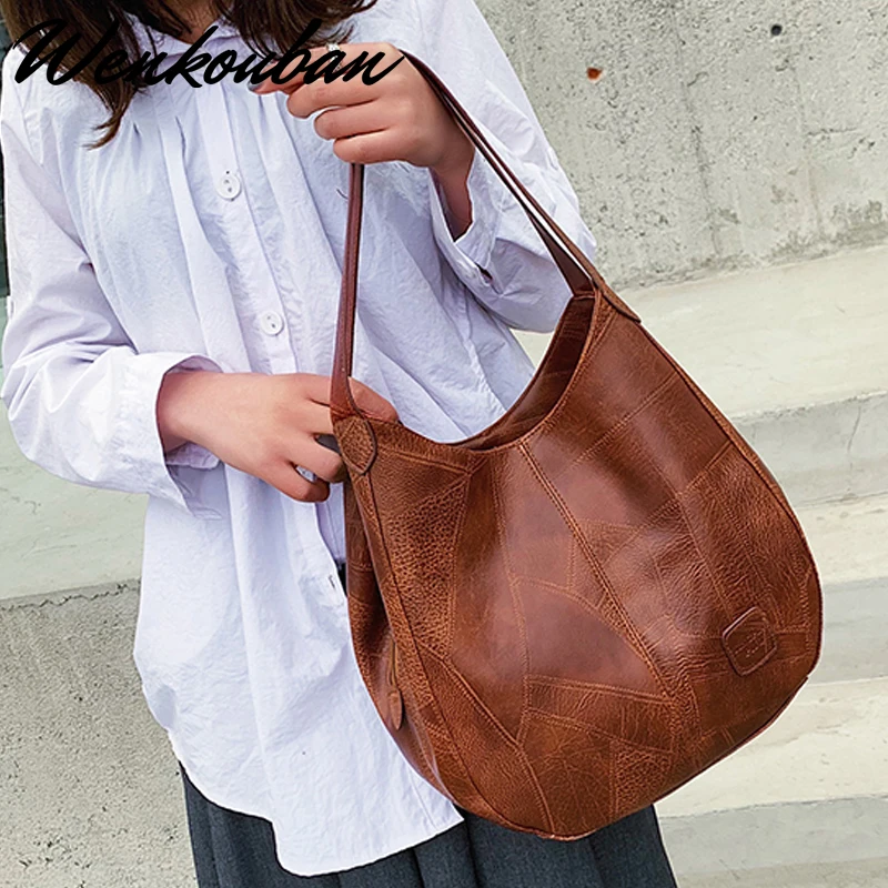 Кожаные сумки женская сумка мешок женские ручные модные большие кожаные