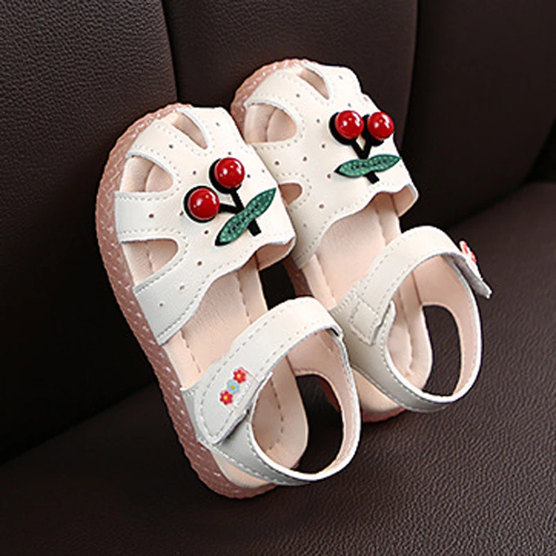 Summer Baby Girls Sandals Cute Cherry Closed Toe Toddler Infant Kids Shoes Princess Walkers Little CSH931 |