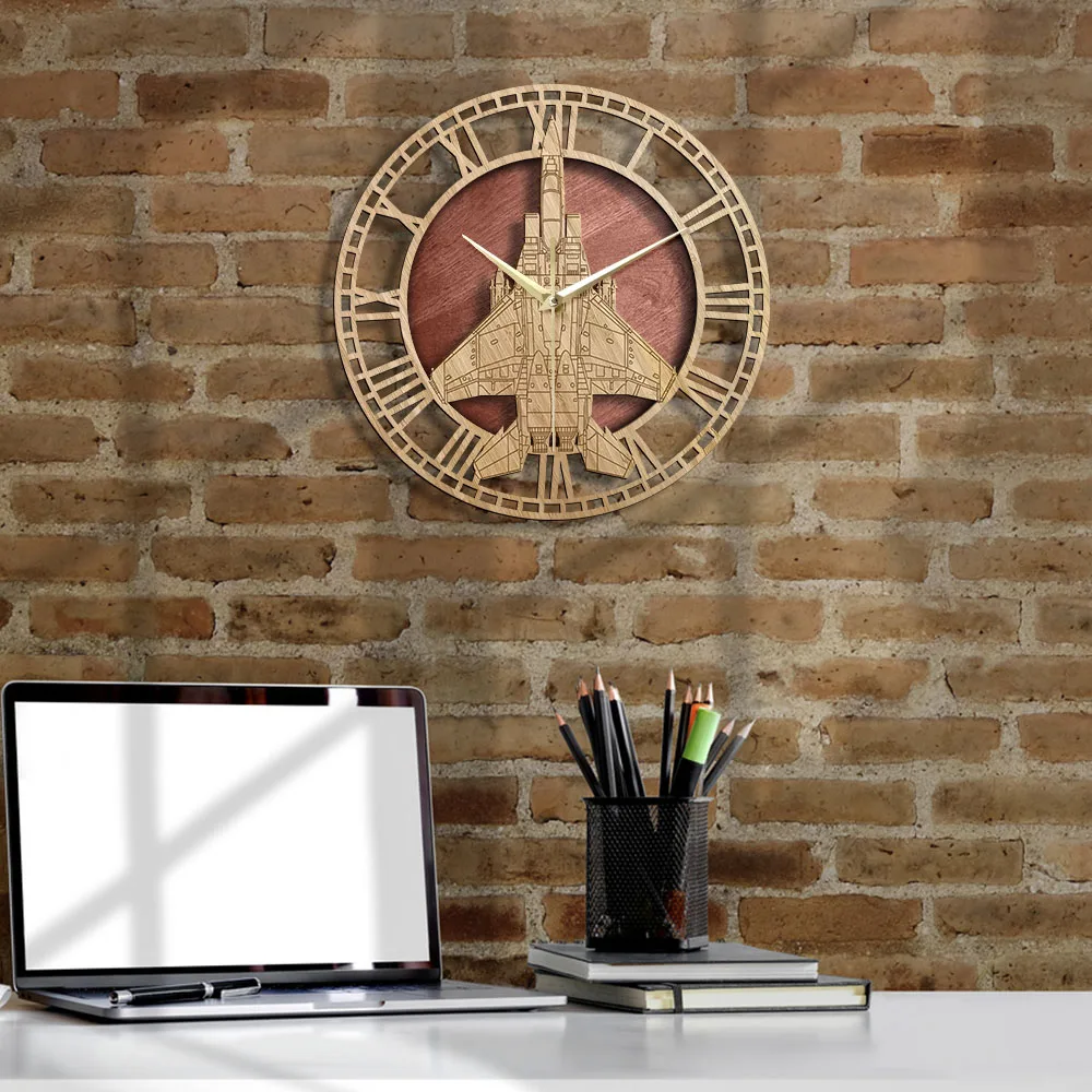 Женские тактические настенные часы с изображением орла деревянные самолета