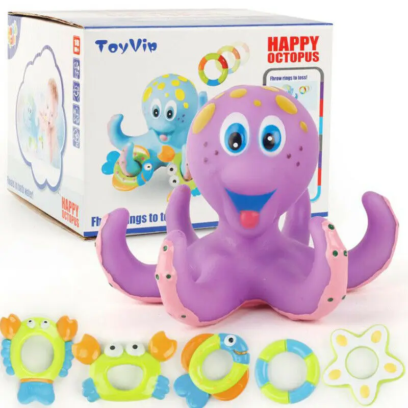 Милые игрушки для ванной с осьминог 5 шт. плавающее кольцо игры в ванну купания