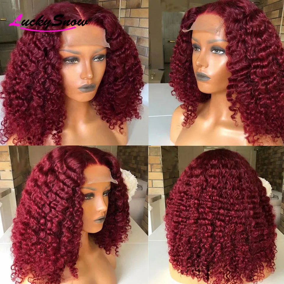 

180% Curly Lace Front Human Hair Wigs For Women Brazilian Remy Highlight Honey Blonde Wig Burgundy 99J Colored Lace Front Wig