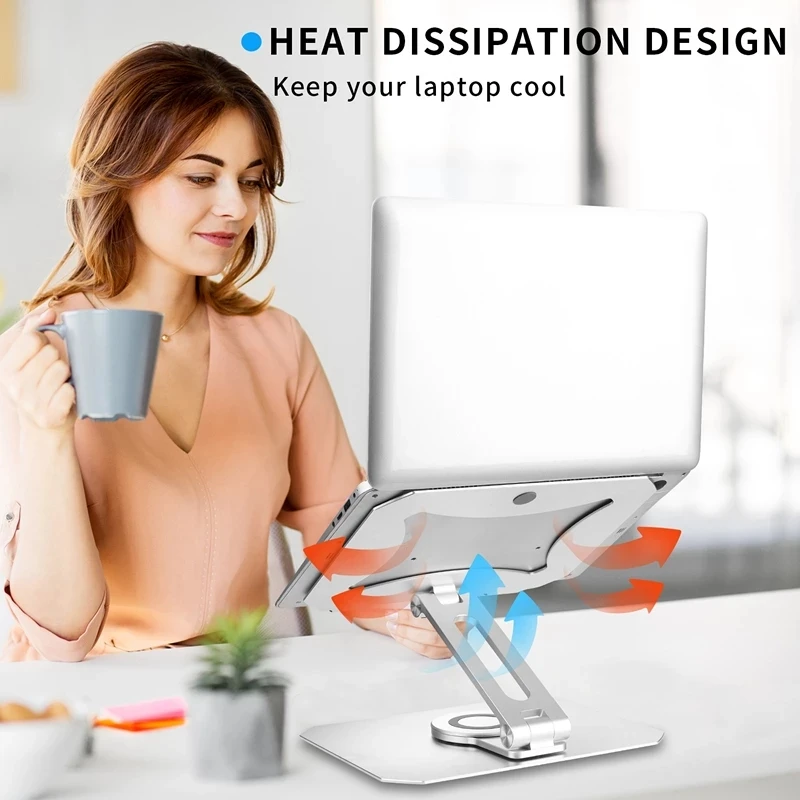 

Adjustable Laptop Stand with 360 Rotating Base Ergonomic Aluminum Laptop Riser Holder Foldable for MacBook / All Laptops 10-17