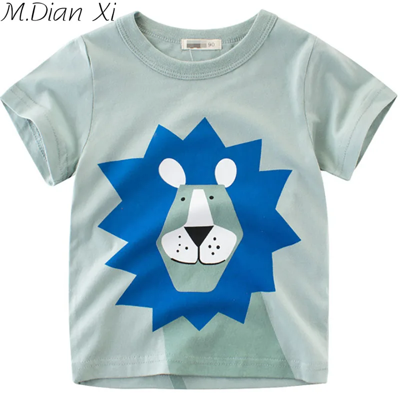 Детская летняя футболка для мальчиков с короткими рукавами и принтом льва