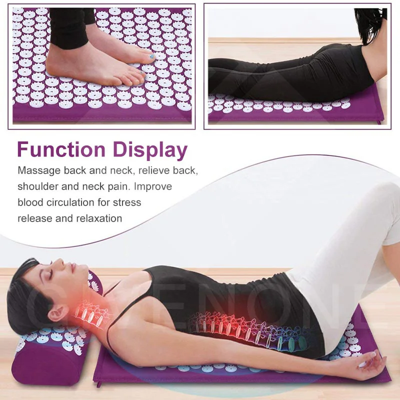

Accupressure Body Mat And Pillow Massage SetMeditation Mat And Cushion Natural Sleeping Aid Massage Pad For Back Pain Relief