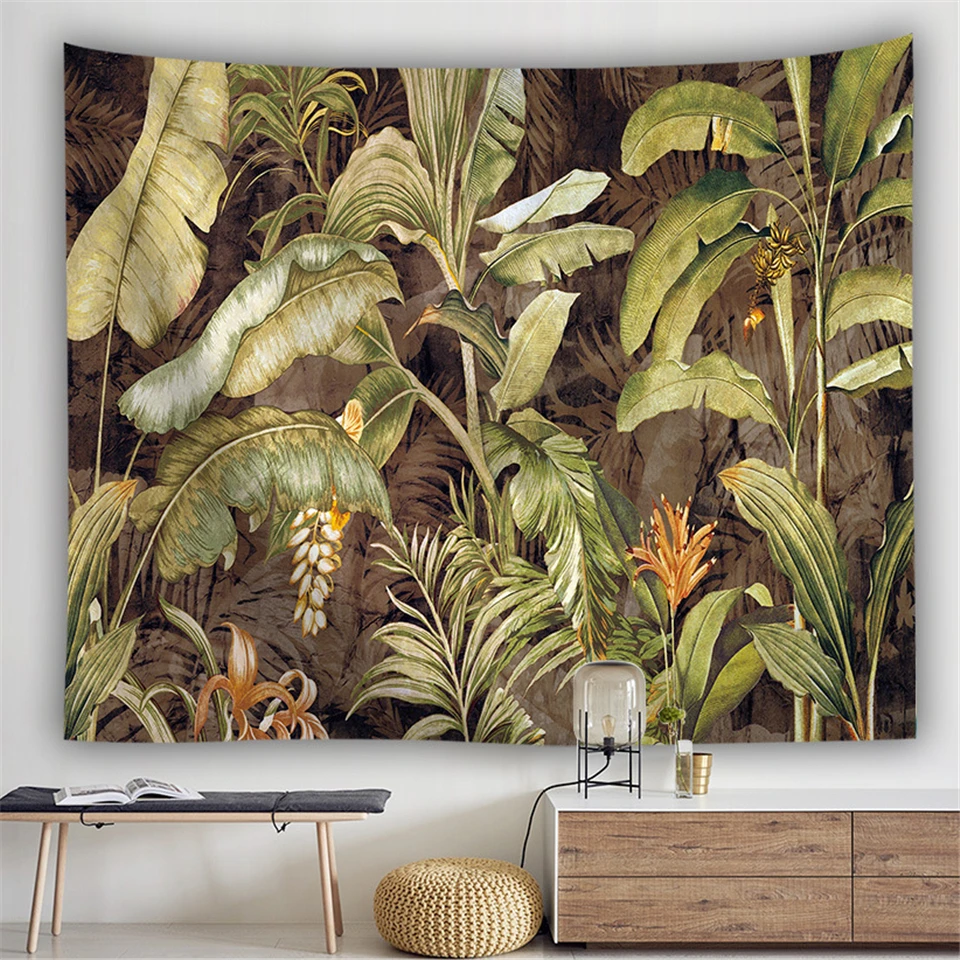 Настенный гобелен с изображением деревьев из пальмового гобелена тропическими