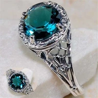 fashion popular london green ring inlaid with zircon vintage and floral bridal ring jewelry size 6 10