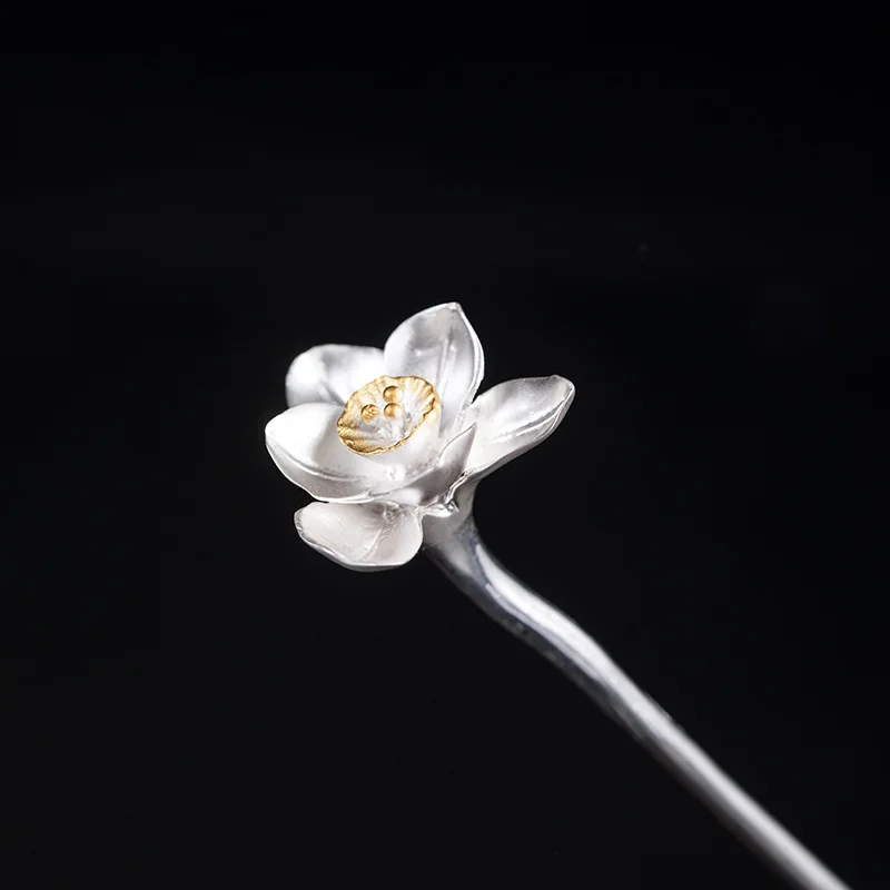 

Women S925 Sterling Silver Retro court temperament narcissus Luxury Female Hair Sticks Original Handmade Vintage Jewelry