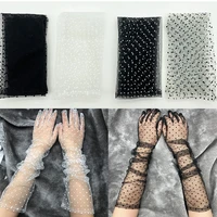 1 pair dot lace mesh mittens women tulle gloves long sleeves ultra thin gloves bride wedding full finger gloves white black