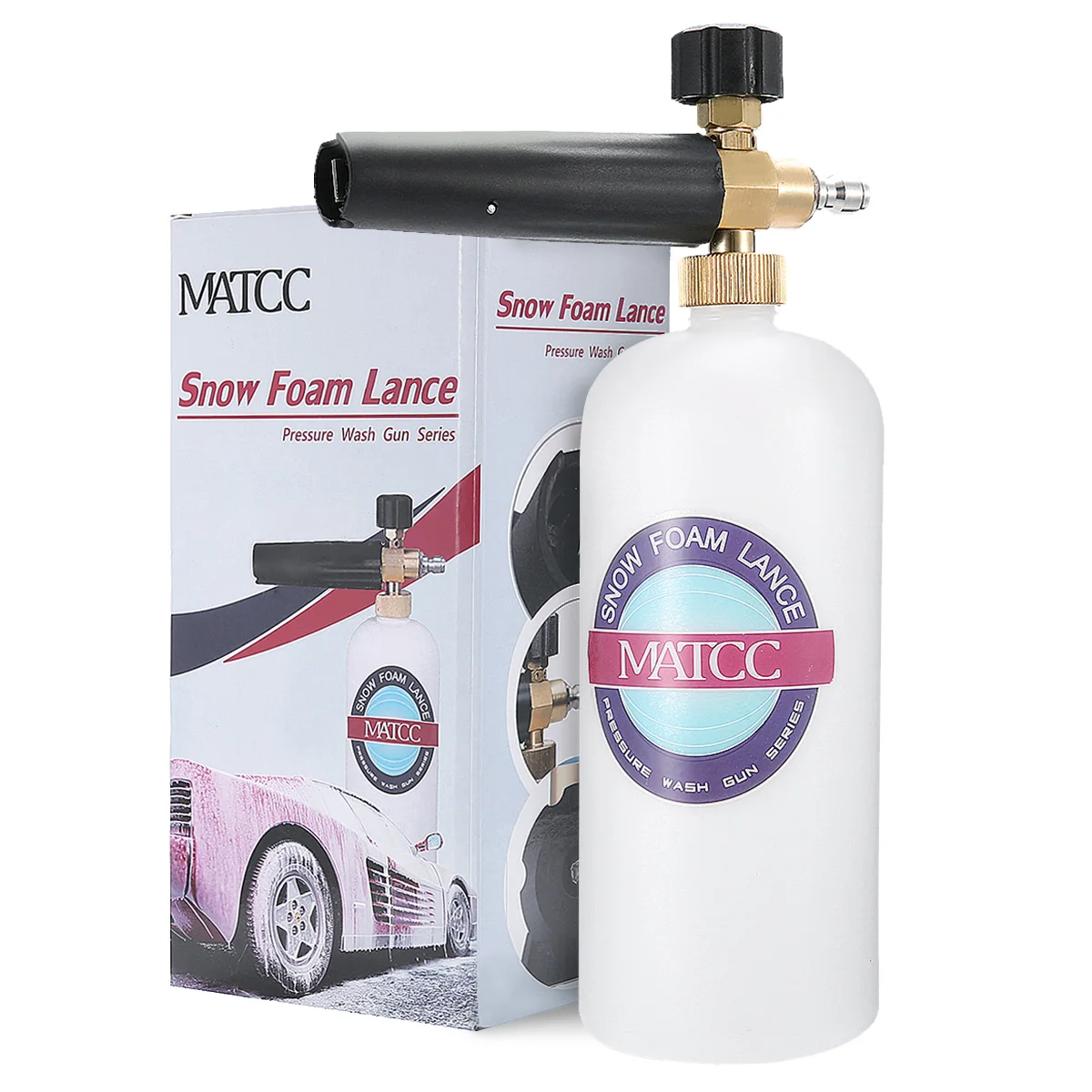 

1L Snow Foam Lance Soap Foamer Sprayer Foam Generator Foam 1/4 Inch Inlet Gun High Pressure Car Washer Auto Washer Car Foam