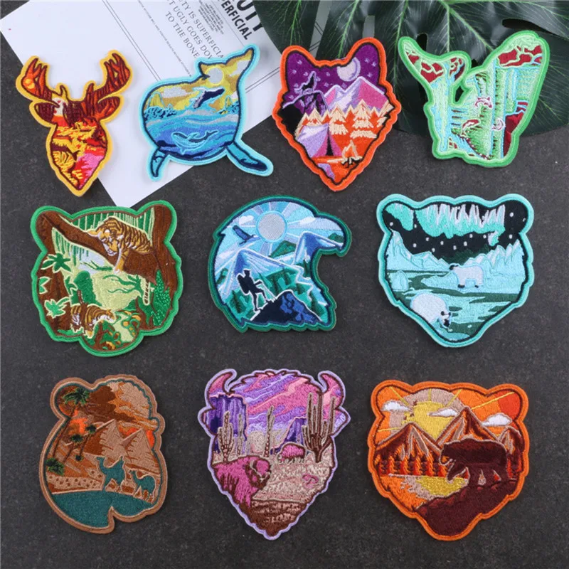 

Polyester Embroidered Iron On Animal Patches Appliques With Glue Back Craft Multicolor Hat Jeans Clothing Bag Decoration Badges