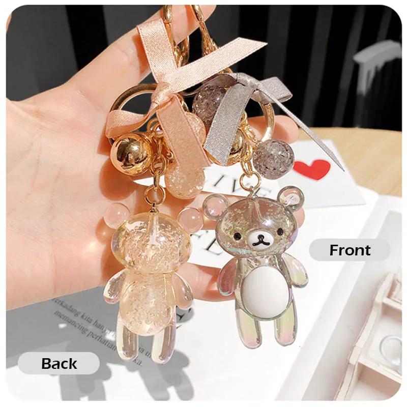 Милый блестящий брелок со стеклянным медведем и бантом хрустальный шар Модные