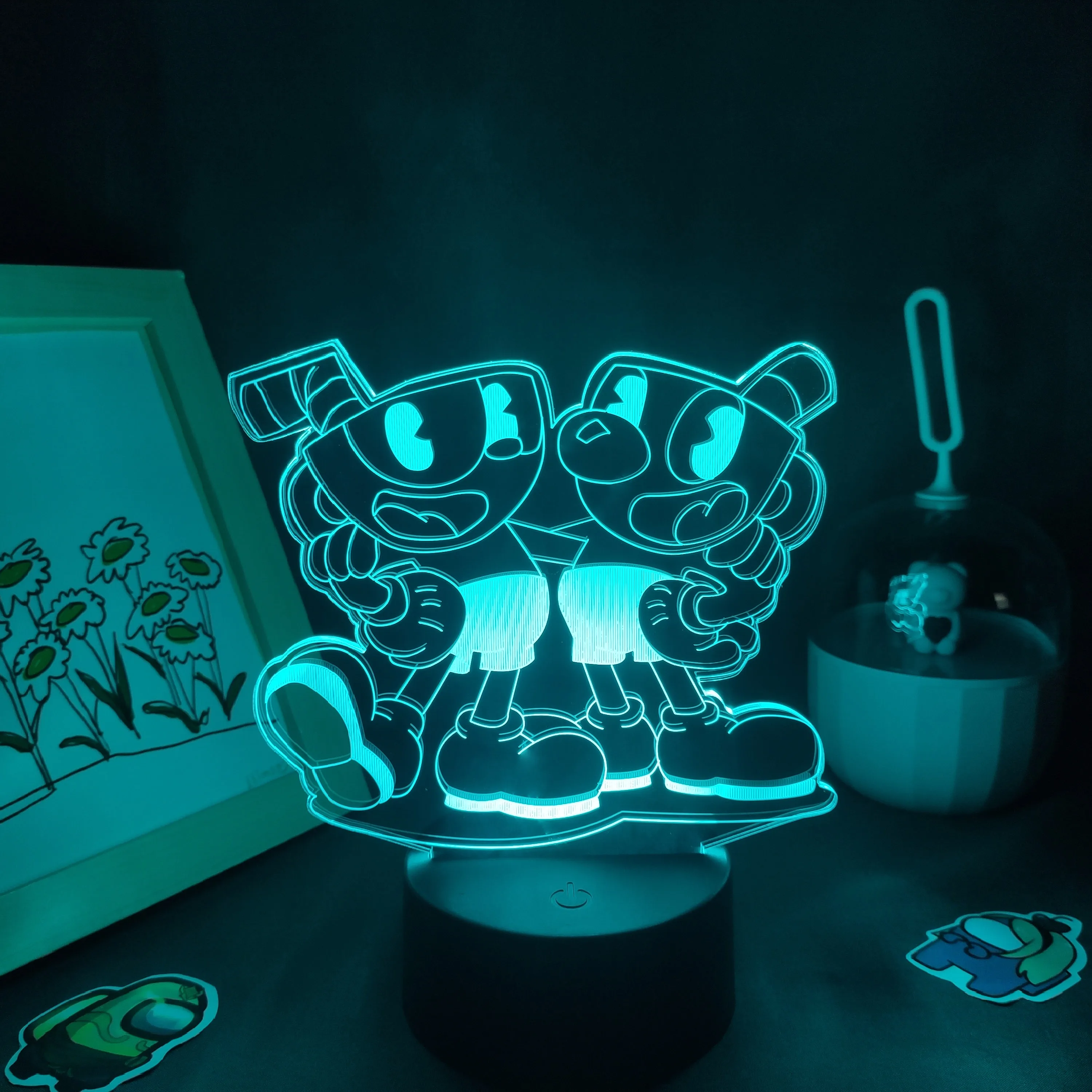 Кубок Mugman игра 3D Led лавовые лампы RGB неоновые Батарея ночные светильники