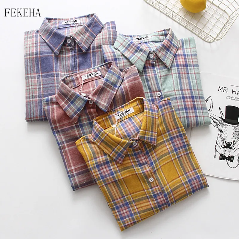 Осенняя Новинка женские блузки рубашки с длинным рукавом хлопковая рубашка в