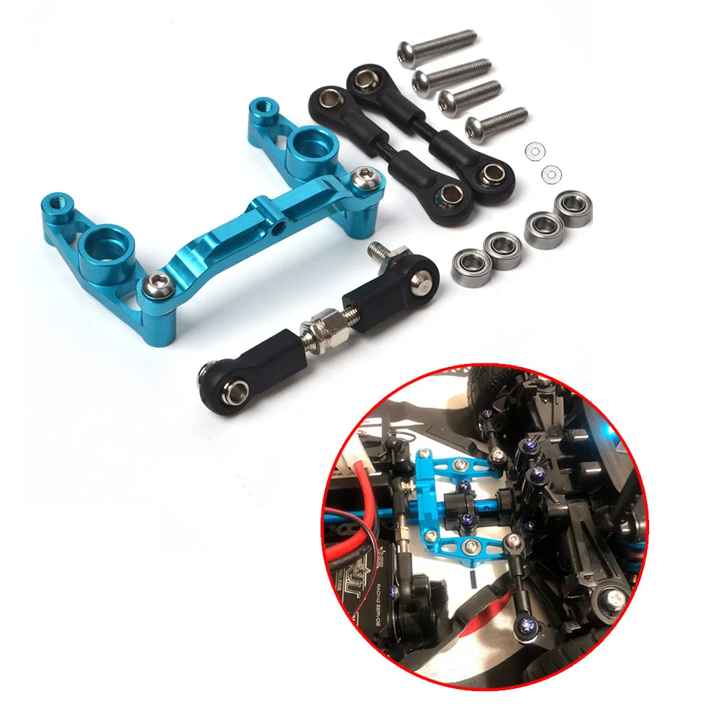 Juego de direcci&oacute;n de manivela de rodamiento de bolas de aluminio para coche de control remoto, piezas mejoradas para Tamiya TT02 TT-02 1/10 RC, TT-02D-0
